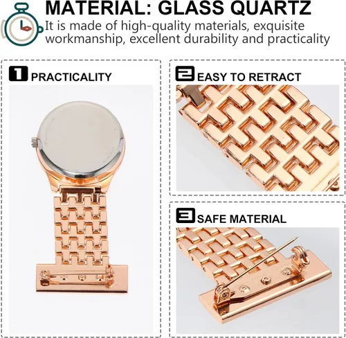 Vista 4 de ULTECHNOVO Reloj de enfermera con segunda mano para mujeres y hombres, reloj de solapa para enfermera, reloj de bolsillo de metal con clip en reloj