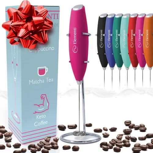 Vista 23 de Espumador Elementi de leche con soporte, motor de esfuerzo de torsión más potente, para hacer cappuccinos, lattes y café a prueba de balas, Negro