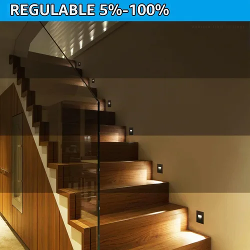 Vista 3 de LEONLITE - Luces LED para escalones de 3CCT 120V, 3.5W 110LM regulables del 5% al 100%, impermeables para interiores y exteriores, verticales, luz