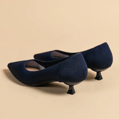 Vista 3 de youngshow Zapatos de tacón bajo para mujer, cómodos zapatos de cuña de punto formales y elegantes, zapatos de cuña para mujer, zapatos clásicos