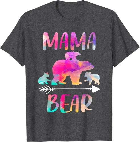 Vista 31 de Bear Matching Family Outfits, Funny Mama Bear Three Cubs T-Shirt Negro