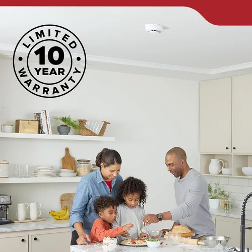Vista 9 de Kidde Detector de humo, funciona con batería de 10 años, indicadores de luz de advertencia LED No Battery Replacements or Low Battery Chirps, LED