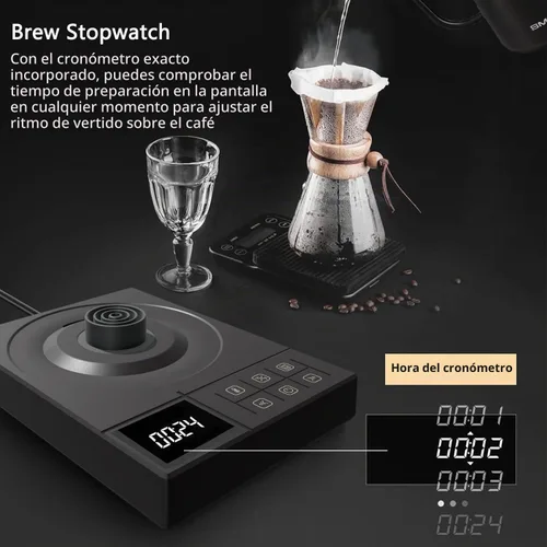 Vista 3 de Hervidor eléctrico de cuello de cisne con control de temperatura de ± 1 ℉ y mantiene el calor para verter sobre café y té, hervir rápidamente, acero