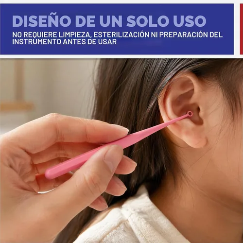 Vista 4 de American Hospital Supply Curetas desechables para los oídos, herramienta de eliminación de cera de oído, punta de cuchara azul de 0.157 pulgadas