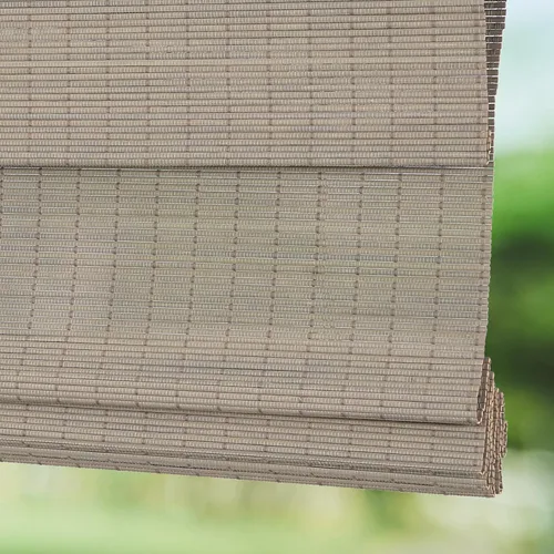 Vista 10 de Persianas romanas sin cordones sin cordón, opacas para oscurecer la habitación, persianas de bambú de ajuste personalizado con protección UV