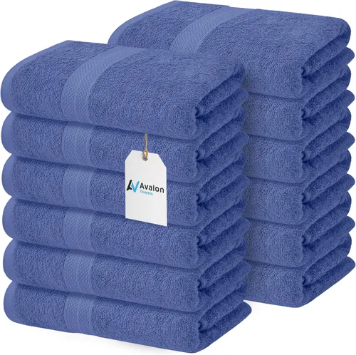 Vista 14 de Avalon Towels Toallas de baño para baño, 100% algodón, color negro, paquete de 12 (24 x 48 pulgadas), juego de toallas de baño de secado rápido