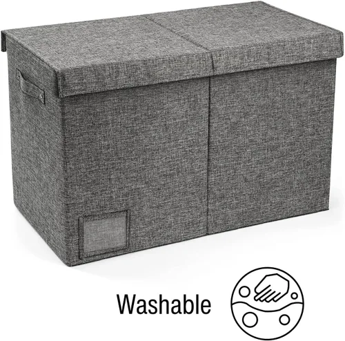 Vista 3 de PandaEar Caja grande de almacenamiento de juguetes con tapa, organizador plegable para niños, niñas, sala de juegos, guardería, dormitorio, armario