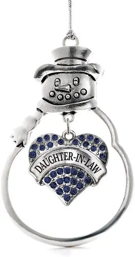 Vista 14 de Inspired Silver - Fuerza Aérea - Adorno de Navidad plateado - Adorno de árbol de Navidad con colgante de corazón azul con circonita cúbica