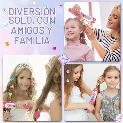 Vista 5 de Aooess - Juego de herramientas de peinado para niñas, sello de gemas para el cabello, 24 diamantes de imitación