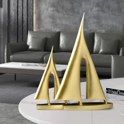 Vista 4 de Escultura moderna para decoración del hogar, decoración de velero, estatua abstracta de esculturas y estatuas de arte de resina, regalos de barco
