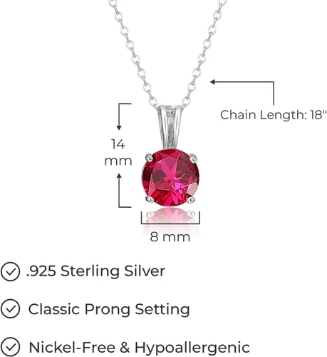 Vista 11 de Amazon Essentials Collar con colgante de piedra natal de corte redondo de plata de ley de 18 pulgadas (anteriormente colección Amazon)