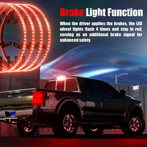 Vista 5 de Luces de rueda SUNPIE para camiones, luces de anillo de rueda de color de ensueño para coches con amplio ángulo para SUV con llanta de 17 pulgadas