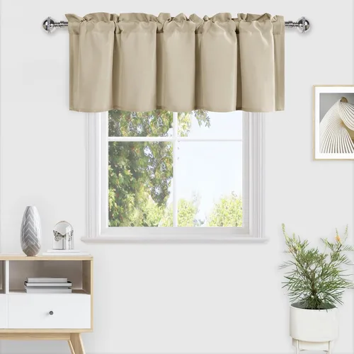 Vista 51 de DWCN Cortinas de Cenefa para Sala de Estar, Cocina, Baño/Sótano - Aqua Sólido, 1 Panel, 42 x 12 Pulgadas, Oscurecimiento de Habitación Solid Short