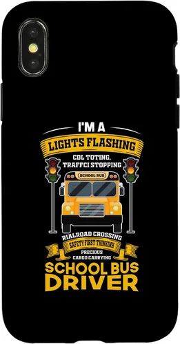 Vista 4 de iPhone 15 Funny Lights Flashing Safety First School Bus Driver Case