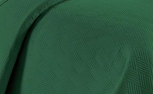 Vista 2 de Linen Plus Juego de Colcha y Cobertor de Lujo de Gran Tamaño con Relieve Color Verde Cazador Sólido Full/Queen Nuevo # Ashley