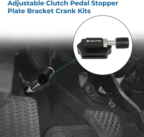 Vista 3 de motoparty Plato de tope de pedal de embrague con soporte de placa para kits de manivela ajustables de fácil instalación en aluminio billet para Negro