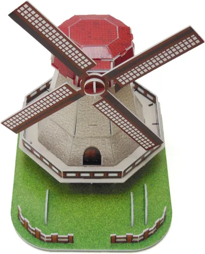 Vista 5 de Rompecabezas creativo 3D modelo de papel Holland Windmill DIY Fun & Educational Toys World Great Architecture Series, 45 piezas