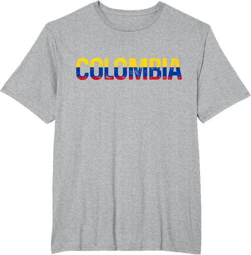 Vista 15 de Camiseta Vintage Pride de la bandera colombiana de Colombia, Negro