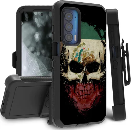 Vista 23 de Funda para Motorola Edge 2021 / Moto Edge 5G UW, protección resistente de 3 capas híbridas a prueba de golpes con funda de clip para cinturón