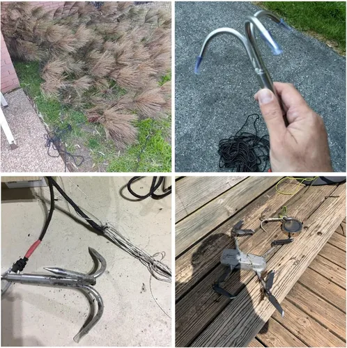 Vista 6 de Gancho de agarre con acero inoxidable de 3 garras, mosquetón de escalada de 3 garras para recuperar, senderismo al aire libre, eliminación de ramas