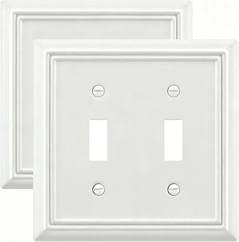 Vista 43 de Switch Plates Outlet Covers, 1-Pack Metal Wall Plate, Black Finish Midsize 1 Toggle 1 Decorator Combo Wall Plate, Ideal for GFCI Outlets, Light