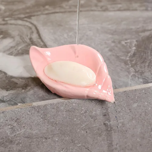 Vista 5 de Sea-Shell - Jabonera de cerámica con autodrenante, bandeja de jabón para fregadero, baño, ducha, soporte pequeño y elegante con esmalte, fácil