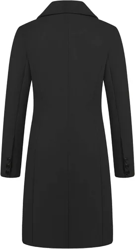 Vista 2 de chouyatou Abrigo de lana para mujer, diseño básico, doble botonadura y solapa