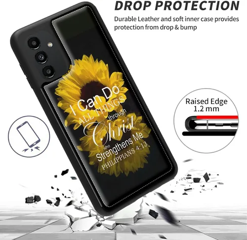 Vista 6 de BVDIKMI Funda para Samsung Galaxy A13 5G con ranura para tarjetero, funda de piel sintética, doble cierre magnético y cubierta duradera a prueba
