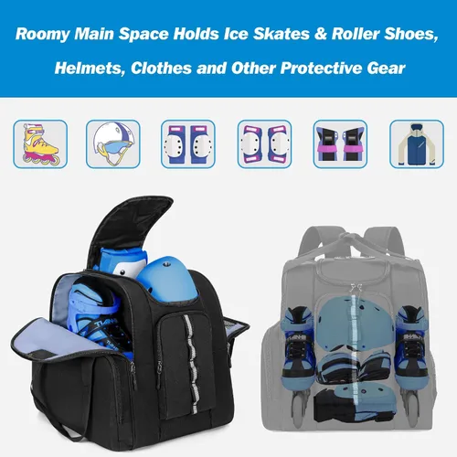 Vista 2 de GOBUROS Bolsa de patinaje para hombres y mujeres, mochila de patinaje sobre hielo para zapatos de patinaje hasta hombres de EE. UU. 13