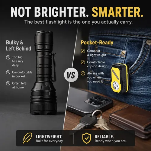 Vista 2 de Linterna recargable EDC de 1000 lúmenes, mini linterna brillante plana
