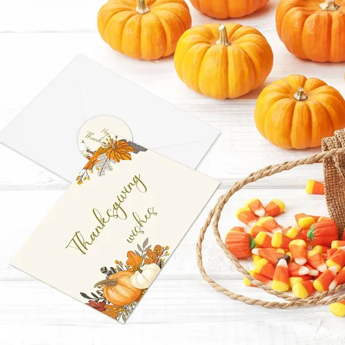 Vista 3 de AnyDesign Paquete de 36 tarjetas de felicitación de Acción de Gracias, tarjetas de felicitación de otoño a cuadros en blanco y negro con sobre