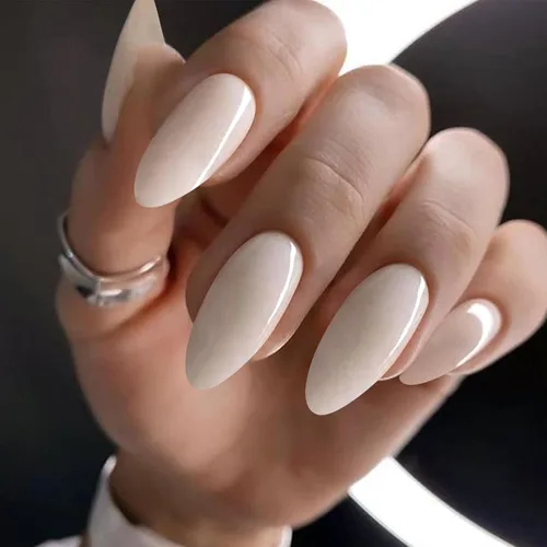 Vista 19 de Uñas postizas a presión marrón café, uñas postizas medianas de almendra, color sólido, cobertura completa, uñas postizas artificiales brillantes