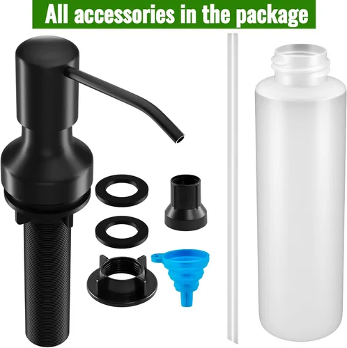 Vista 7 de Dispensador de jabón para fregadero de cocina, dispensador de jabón para fregadero de cocina con botella de 17 oz, recarga desde la parte superior