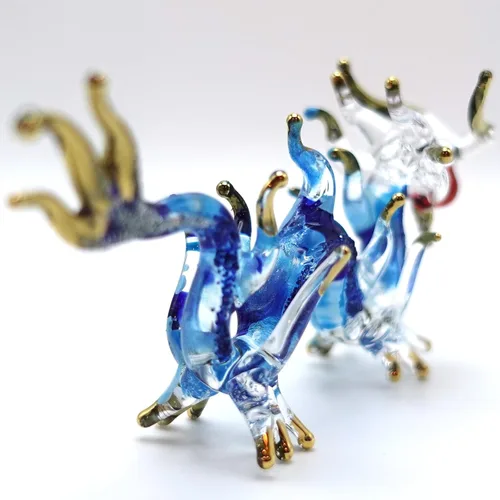Vista 4 de Figuras artísticas de cristal soplado a mano en miniatura de dragón, animales de fantasía, regalo coleccionable, decoración del hogar, 3 pulgadas