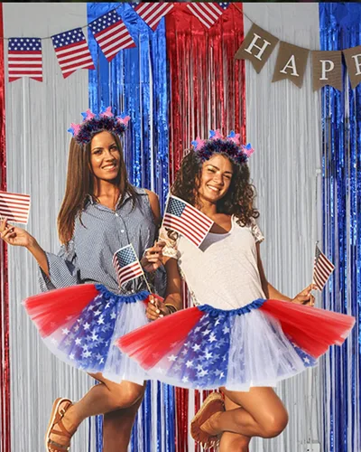 Vista 6 de 4th of July Tutu Tulle Skirt for Girls Women, Red White Blue Tutu Skirt Kids Adult Independence Day Patriotic Costume Unisex
