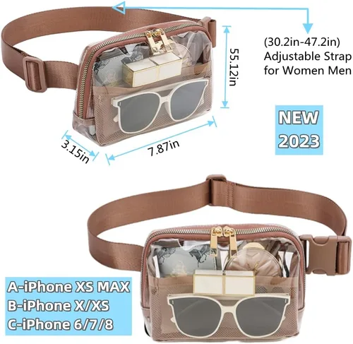 Vista 4 de Clear Fanny Pack Clear Belt Bag stadium approved for Women Men clear purse tote bag Crossbody Transparent Waist Bag for Concerts with Adjustable