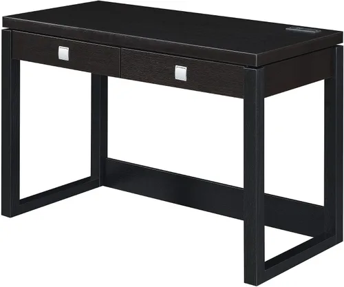 Vista 10 de Convenience Concepts Newport - Escritorio de 2 cajones con estación de carga, gris desgastado/negro