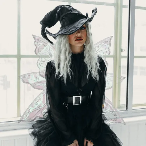 Vista 5 de caretoto Alas de hadas para adultos, disfraz de hada de mariposa, Halloween, alas de ángel para mujeres y niñas, grande plateado
