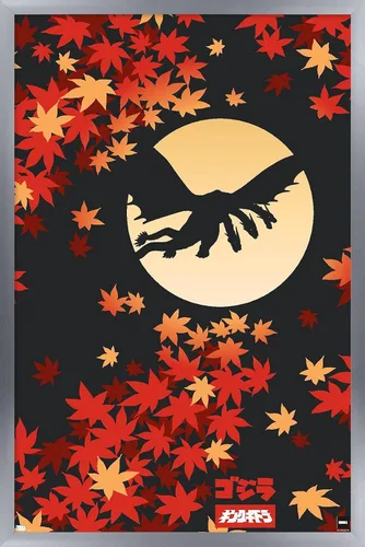 Vista 8 de Trends International Godzilla - Póster de pared de silueta, 22.4 pulgadas de largo x 14.7 pulgadas, versión enmarcada en madera de granero Versión