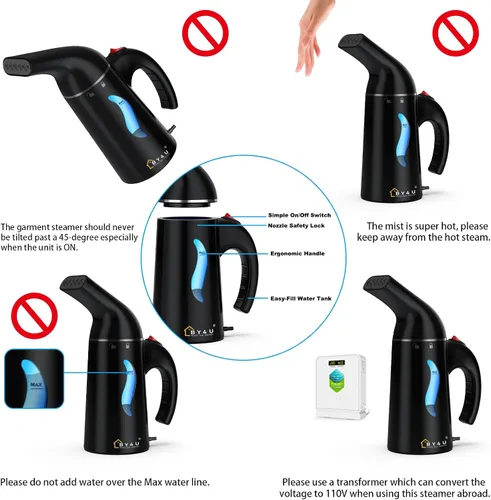 Vista 3 de Vaporizador de tamaño de viaje para ropa, vaporizador de ropa de mano para sombrero, 1 libra ligeramente, calentamiento rápido de 40 segundos, cable