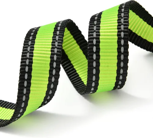 Vista 3 de Mile High Life - Collar para perro con rayas reflectantes 3M y correa de nailon, rojo, azul, verde, morado y rosa