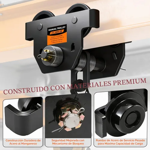 Vista 5 de I Beam Trolley 3 Ton Manual Ajustable