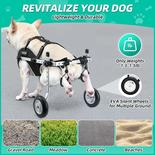 Vista 6 de Nasjac Silla de ruedas para perros para patas traseras, silla de ruedas Negro