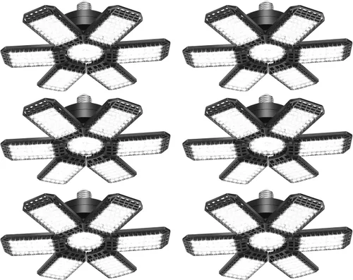 Vista 8 de AUDLES - Paquete de 1 luz de garaje, 200 W, 20000 lm, 6500 K, luces LED para taller, luces de techo LED para garaje con 6+1 paneles deformables