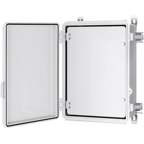 Vista 7 de Caja de conexiones Gratury, carcasa de plástico impermeable IP67 para proyectos eléctricos, cubierta con bisagras gris, incluye placa de montaje