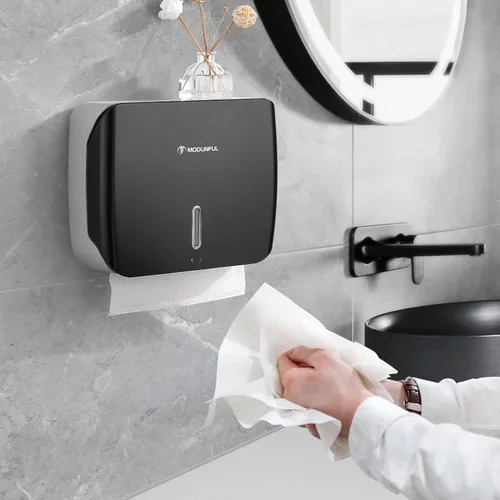 Vista 6 de Dispensador de toallas de papel para montaje en pared, dispensador de toallas de papel multipliegue adhesivo sin taladrar para baños de caravanas