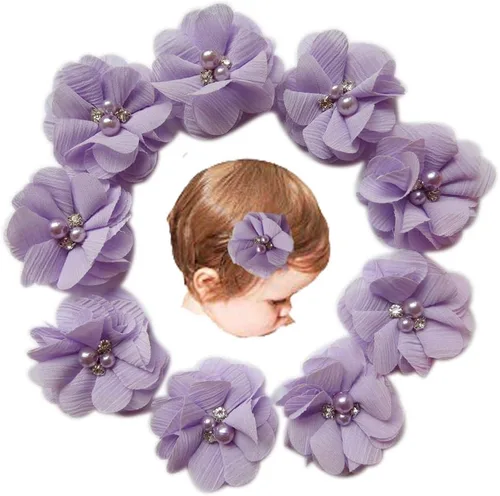 Vista 28 de YYCRAFT Paquete de 30 diademas de flores de gasa de 2 pulgadas, color rosa bebé