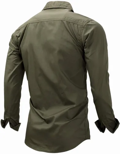 Vista 2 de FREDD MARSHALL Camisa vaquera de bolsillo casual con botones para hombre, Suave, M, #117 Verde militar
