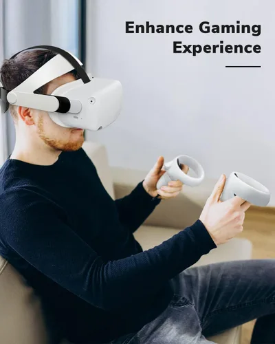Vista 6 de LUMYSPACE VR Accessory Set Compatible with Quest 2 Accessories Protective Cover Adjustable Head Strap Controller Grip Cover Silicone Face Cover VR