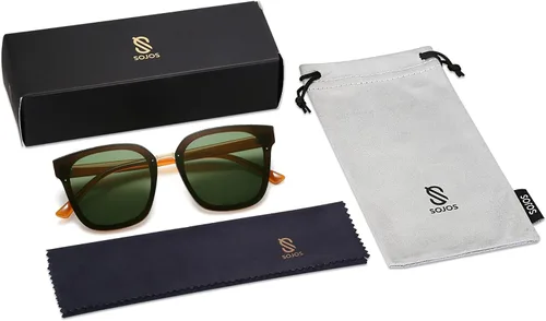 Vista 6 de SOJOS Gafas de sol cuadradas de gran tamaño para mujer diseño de Sunnies SJ2116